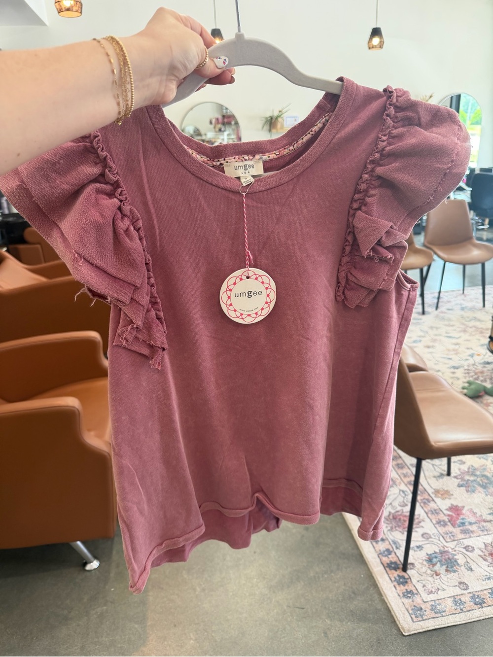 Umgee Mauve Ruffle Sleeve Tank Top